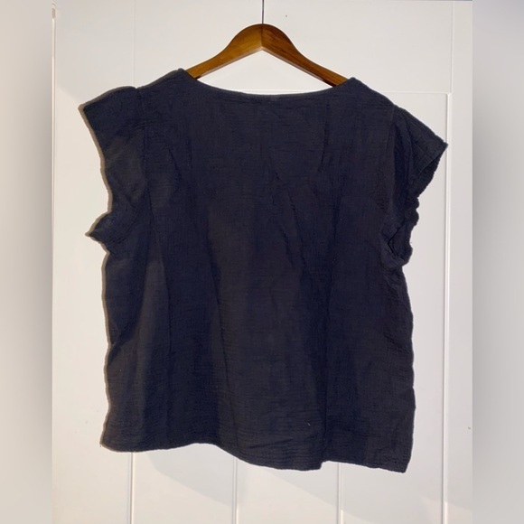 Three Dot‎ Women Cap Sleeve Double Gauze Black Top Size  X-Large - Picture 8 of 9